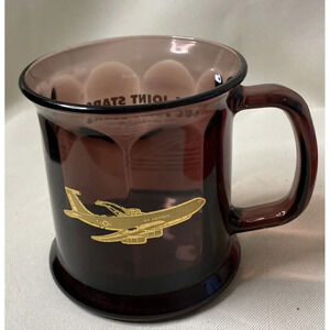 E-8C Joint Stars Aircraft Gold‎ Airplane Purple Glass Coffee Mug Air Force VTG